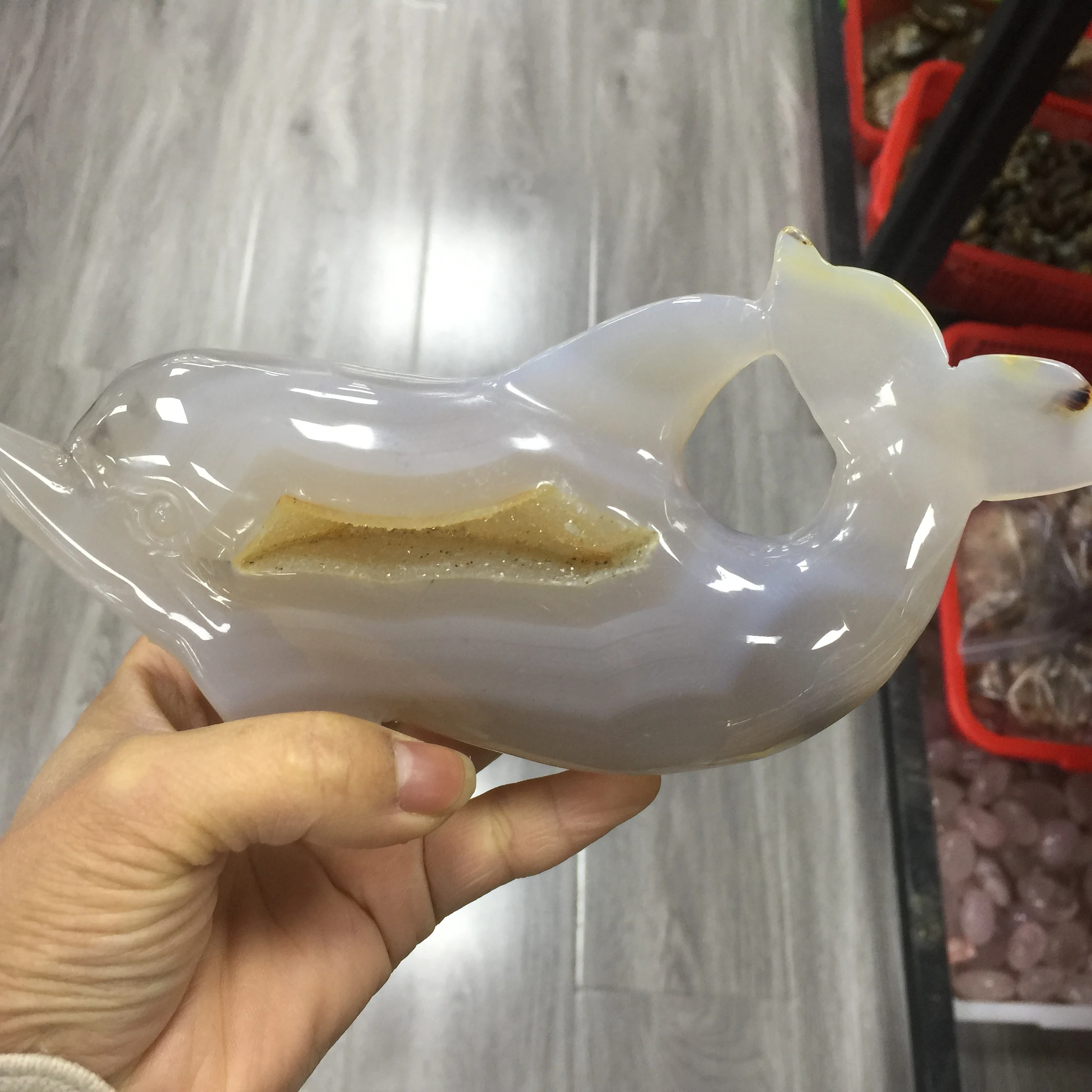 Folk crafts natural crystals agate geode druzy dolphin for gift or decoration