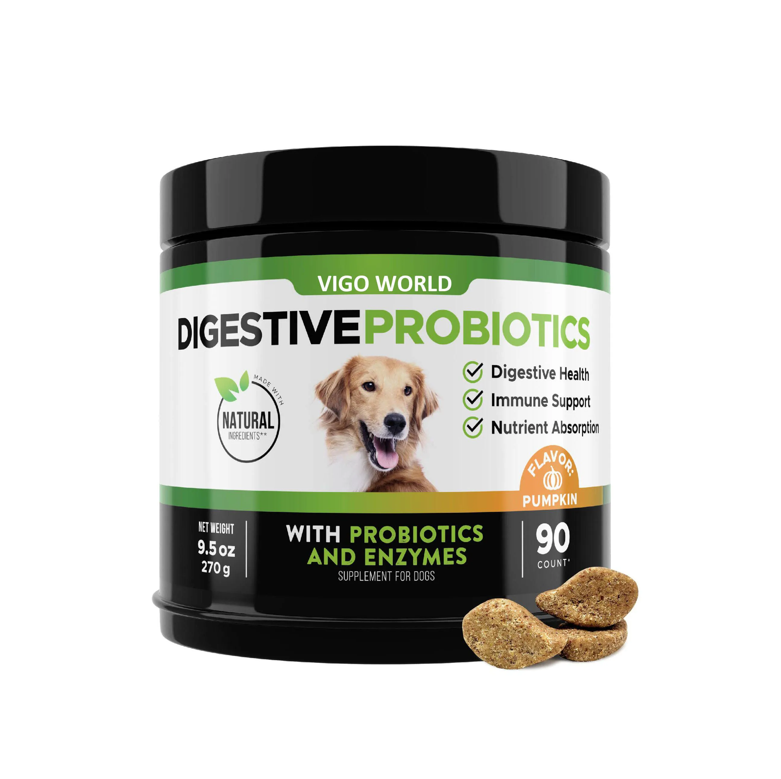 Natural Pet Supplement Probiotics Chews Support Seasonal Allergies & Immune System and Digestive Health for Dogs