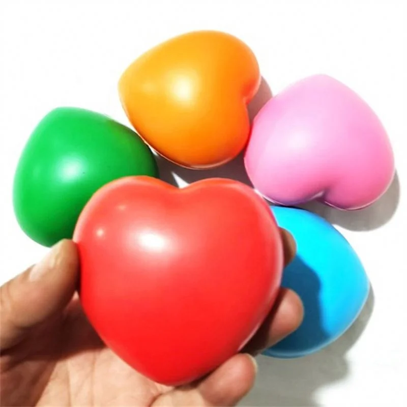 Promotional  Cute Heart Red Pink Customize Logo Customize Stress Ball For promotional Gift Squeeze PU Stess Ball Relief