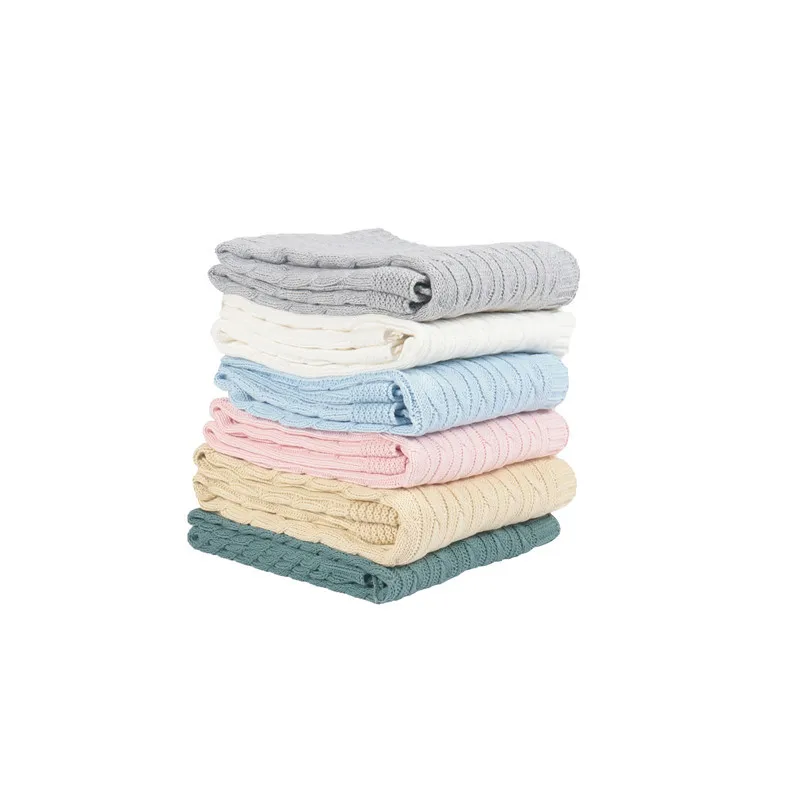 Leesourcing GOTS 100% Organic Cotton Yarn Knit Blanket Baby Swaddle Knitted Blanket