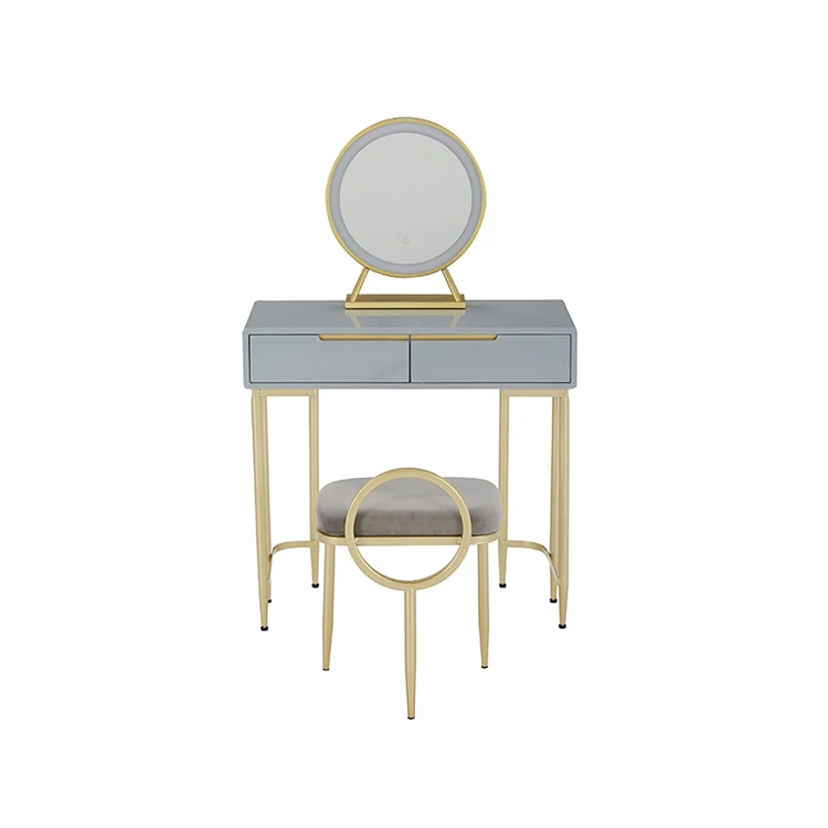 Modern Luxury Bedroom Dresser Set Girl Makeup Storage  Table With Led Light Mirror