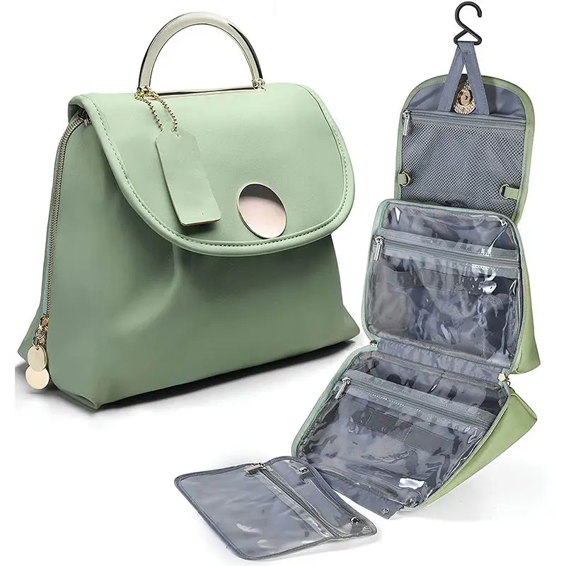 Custom Beauty Toiletry Organic Cosmetic Pouch Hanging Toiletry Luxury Cosmetic Bag