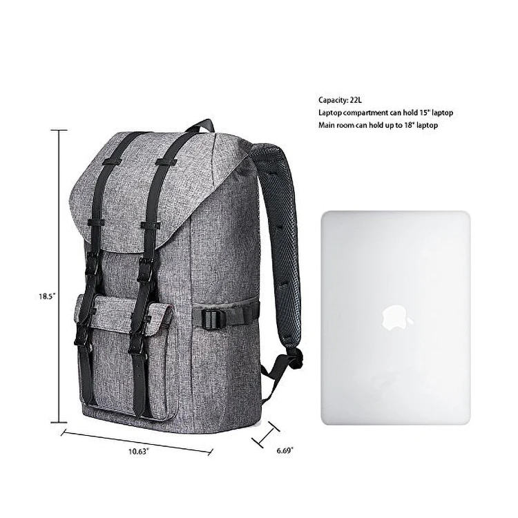 Large capacity waterproof anti theft Teenager travel school College laptop Canvas backpack Vintage rucksack