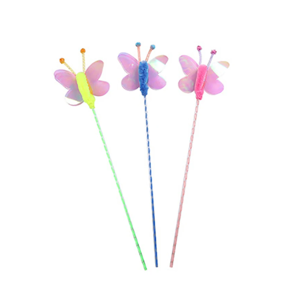 
Net Red Explosion Models New Feather Bell Funny Cat Stick Toy, Fairy Ring Paper Caterpillar Colorful Butterfly Funny Cat Toy 