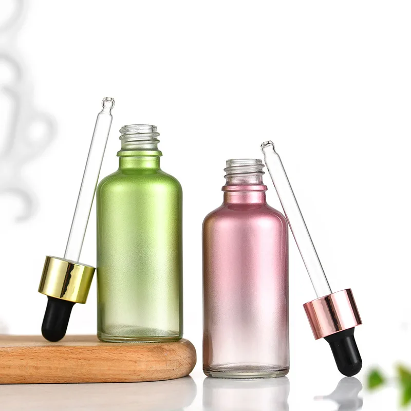 20 ml 30 ml 50 ml 100 ml Multicolor Glass Eye Dropper Tincture Glass Bottles for Essential Oils with Golden Top Cap