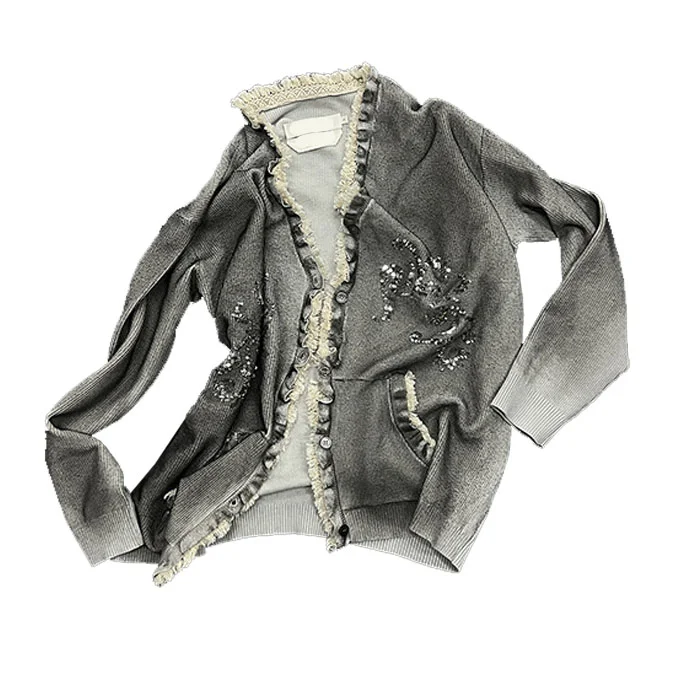 Finch Garment Distressed knitted Cashmere Jumper sweater Design Bead-Embellished Oversized Mens Cotton Wool Cardigan Womens