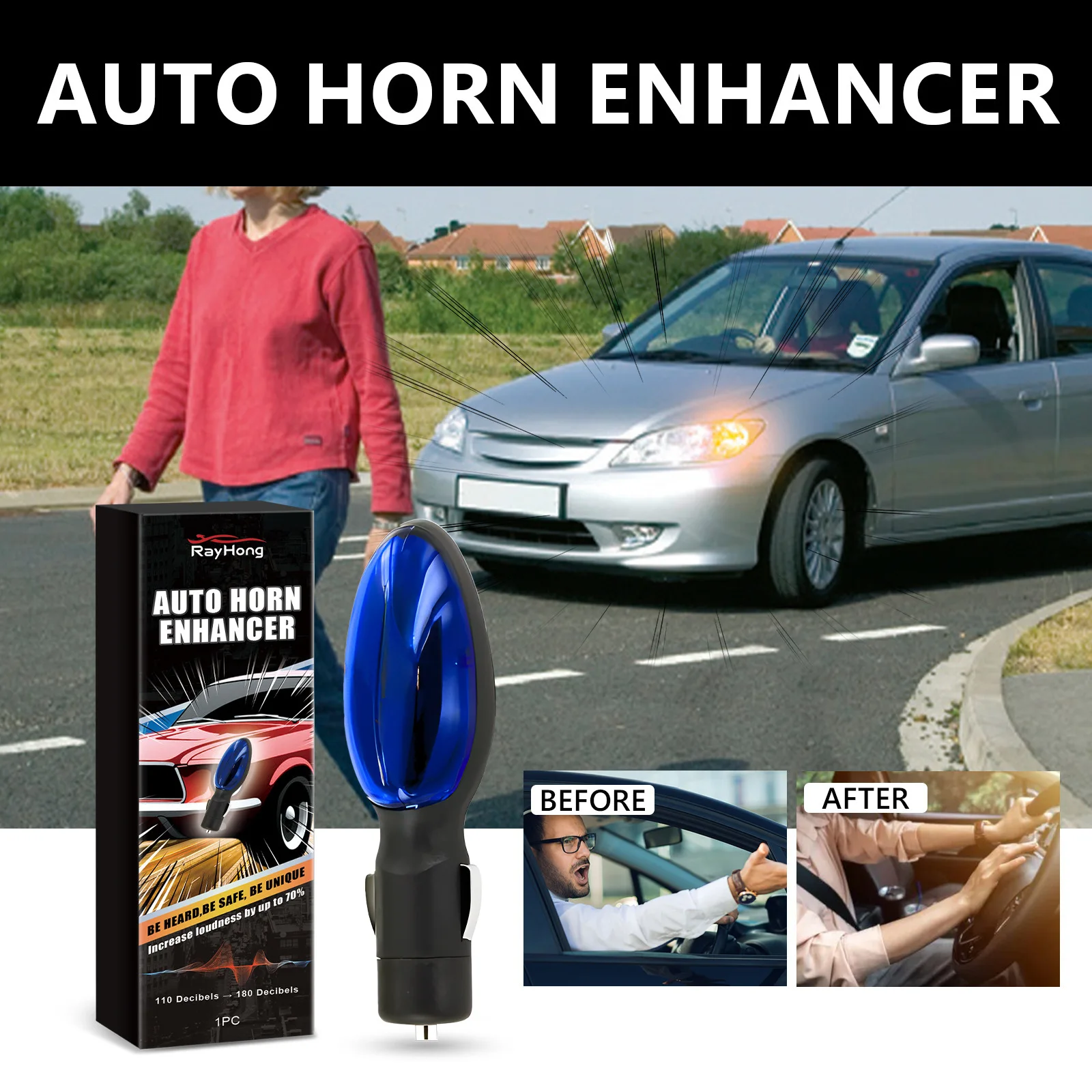 Automotive Horn Sound Enhancer Automotive General Purpose Waterproof Automatic Horn Honking Speaker