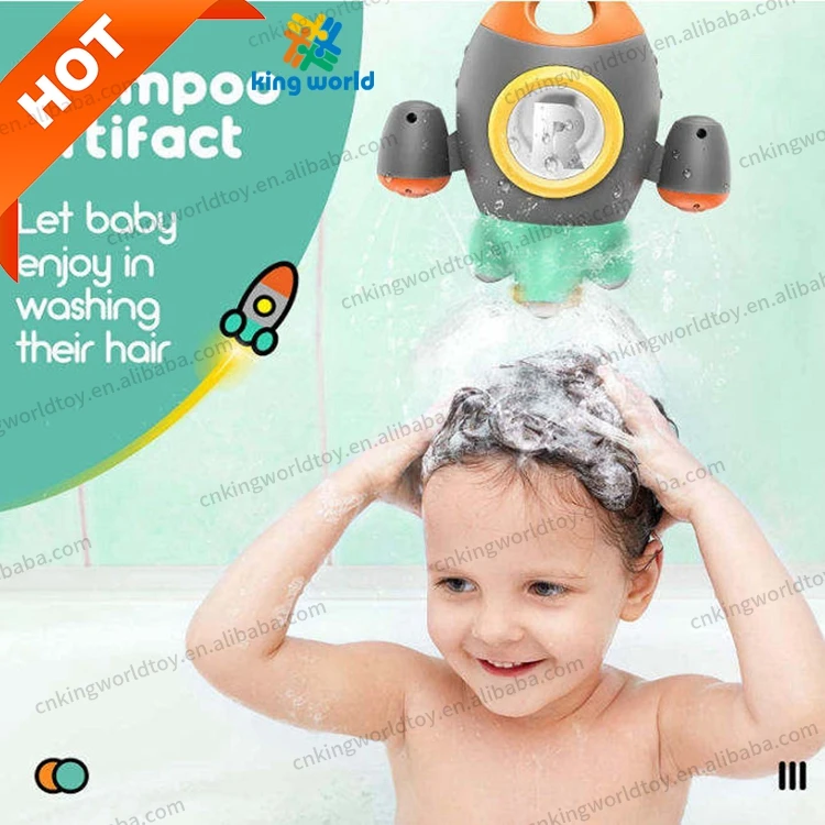 Cute Rocket Bathing Waterfall Spray Water Interactive Kids Favor Bath Toy