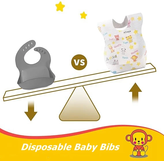 Leak Proof Baby Disposable Bibs Waterproof Disposable Baby Bibs for Baby Boys and Girls