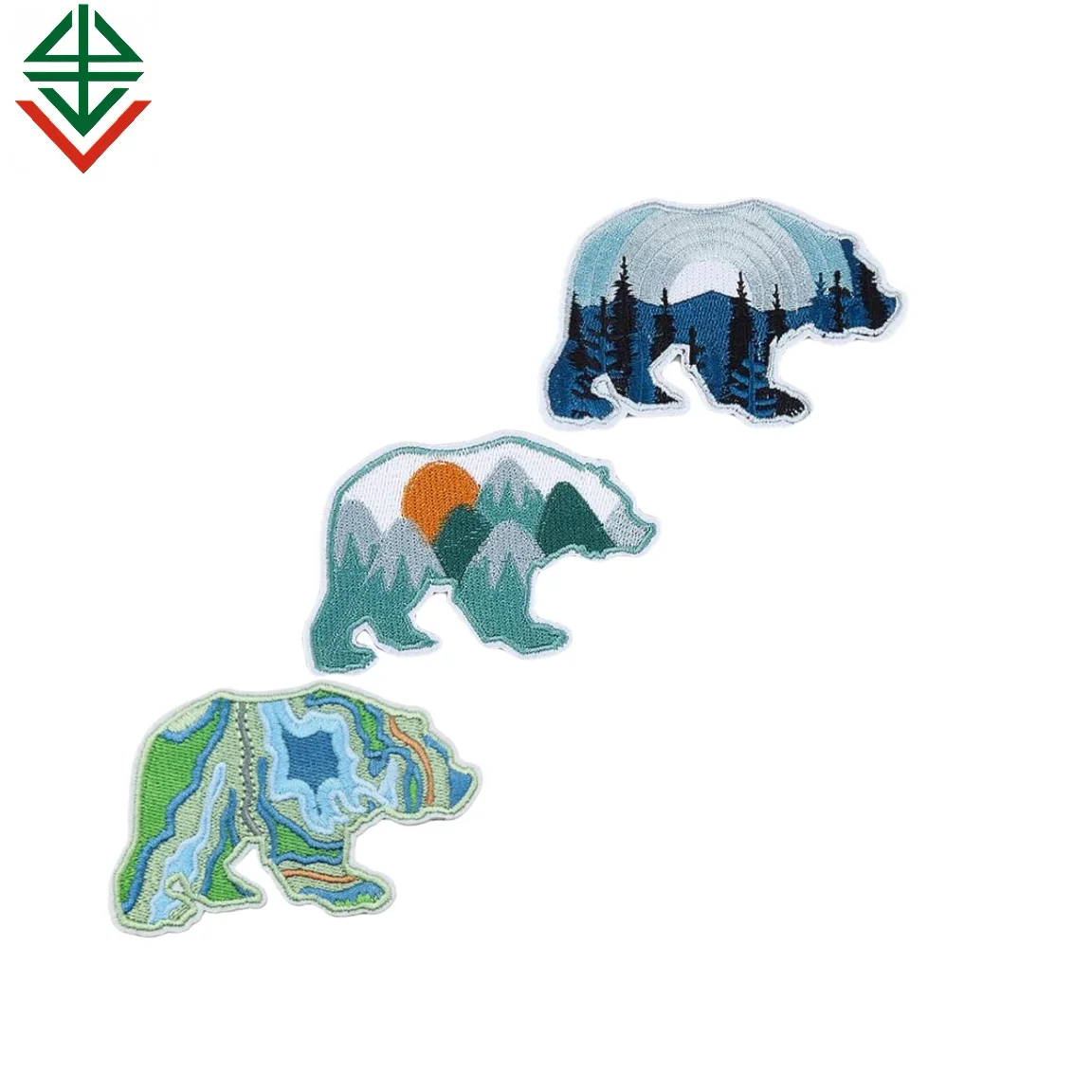 Factory Custom Wholesale Polar Bear Patch Embroidered Landscape Designer Embroidery Patches