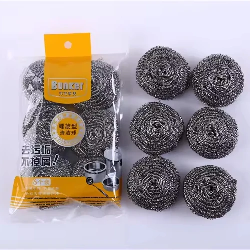 6pcs Stainless Steel Scourer Sponge heavy duty Kitchen Cleaning Sponge Pot Stainless steel wool Scourer pot sponge scourer