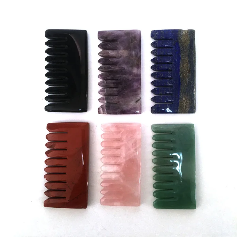 
Wholesale Natural Crystal Energy Massage Lapis Lazuli Amethyst Crystal Comb Hand Carved Energy Combs For Women 