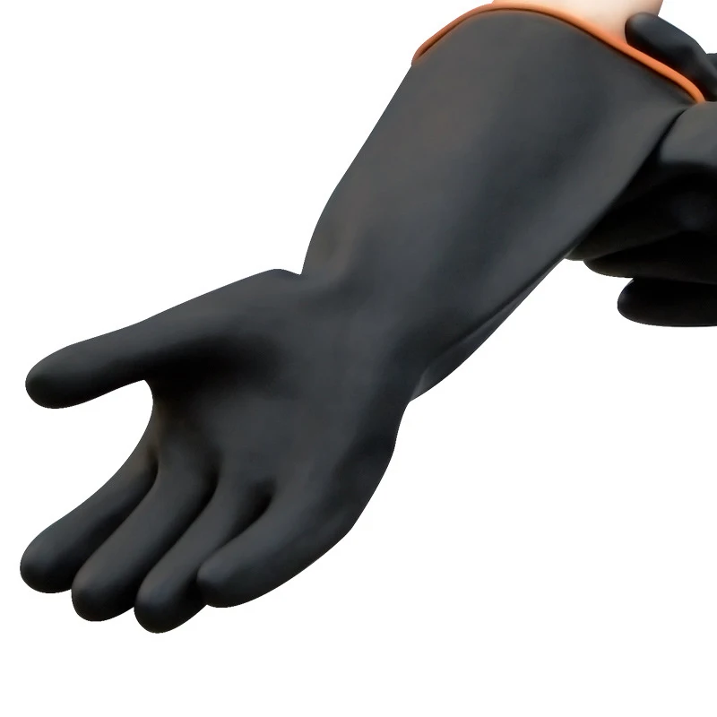 cash washing dishes cleaning latex lengthened and thickened 35/45/55 cm black industrial chemical protection gloves