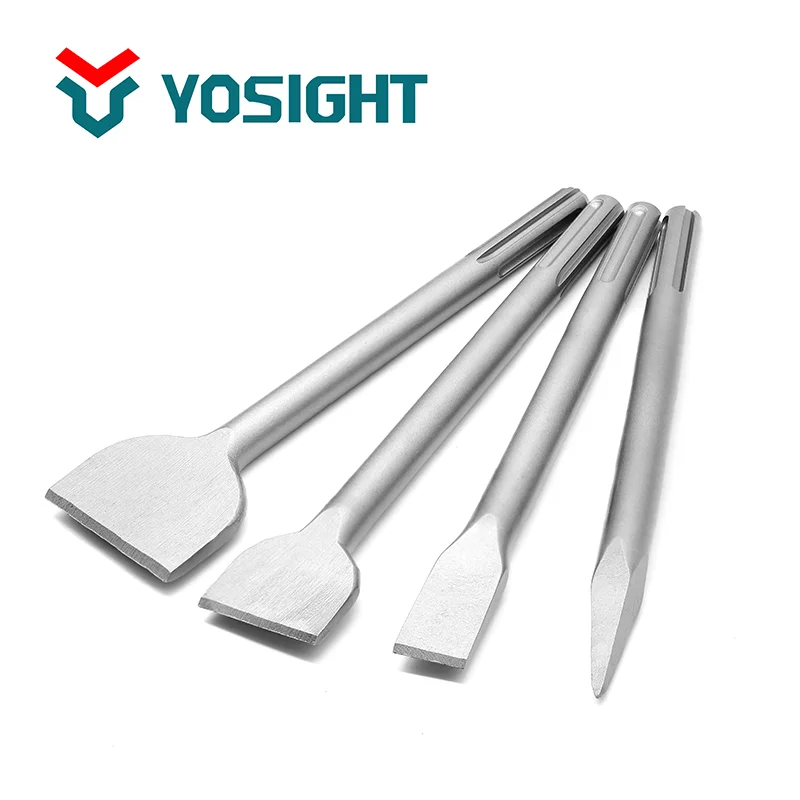 40Cr Sandblast Finish SDS MAX Shank Flat Chisels Hammer Chisel For Concrete and Brick Wall