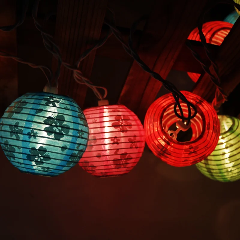 10 Global Lanterns with colourful Petal warm white Leds light for all holiday decoration