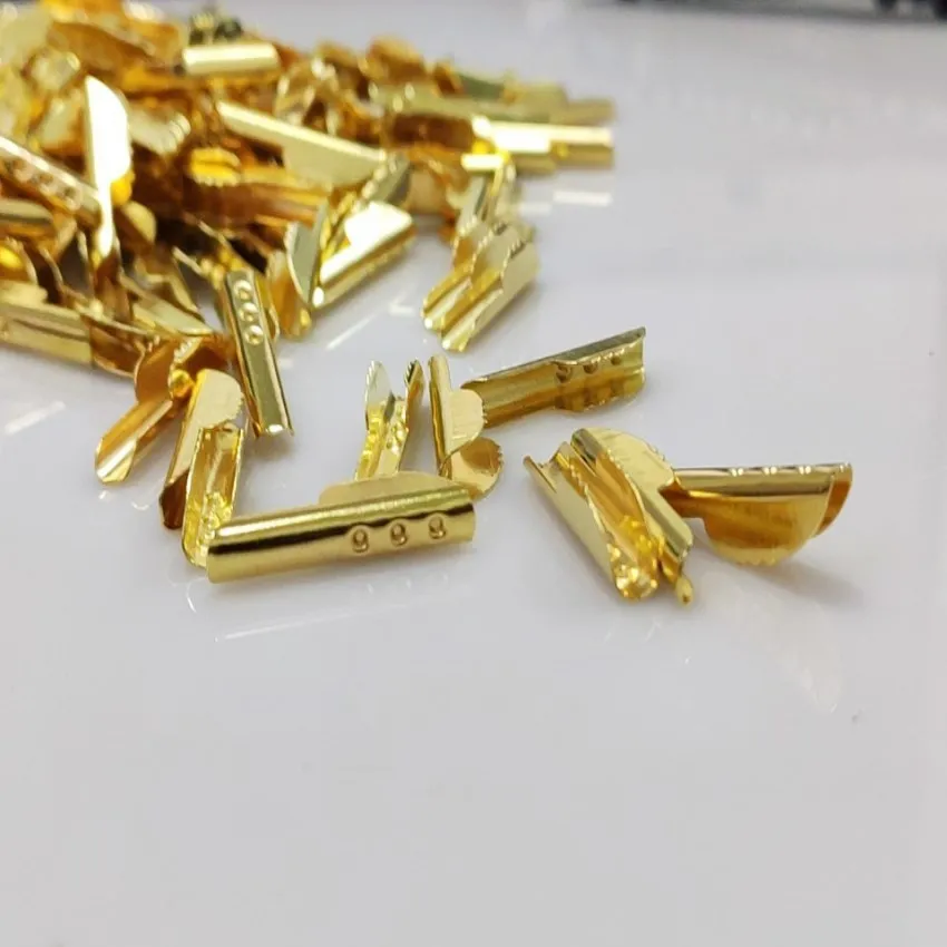 Metal Stopper Sustainable Cord End Ribbon Crimp Ends Silver Flat Iron Plating Stainless Steel Wholesale High Quality 23.5mm