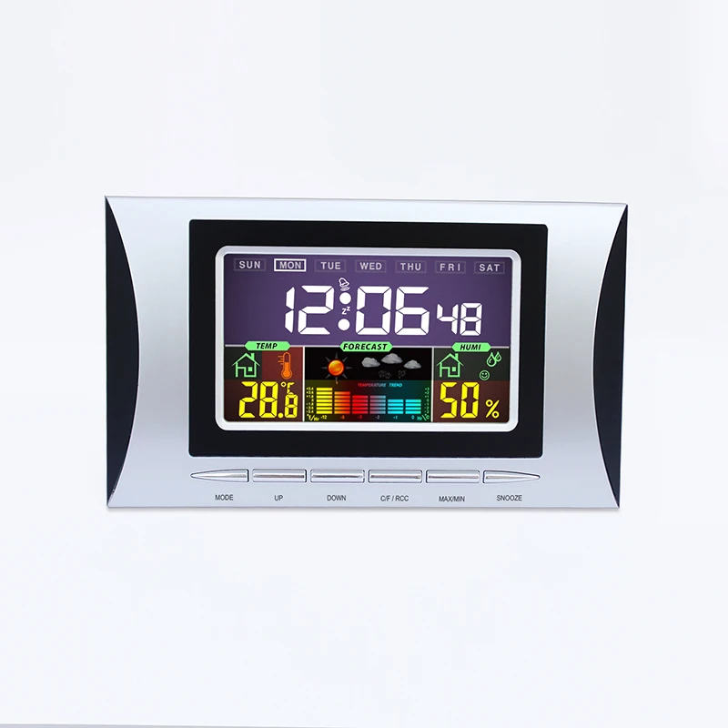 
H102DC-color Digital weather forecast clock LCD table alarm clock Temperature humidity meters color display 