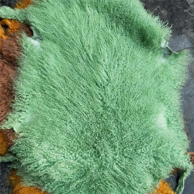 Long Curly Fur Mongolian Sheep Skin / Tibetan Lamb Skin Pelt