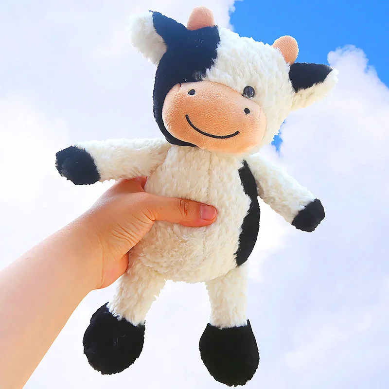 Wholesale cow plush toys black and white smiling calf sitting models birthday gift girls rag doll flowers decoration PP cotton