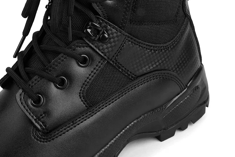 Черные кожаные военные тактические ботинки до щиколотки, армейские ботинки для мужчин