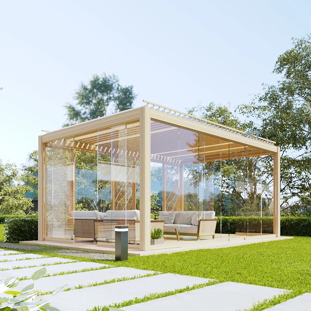 Outdoor Waterproof Spa Pergola Aluminium Motorized Louvered Pergola Canopy Exterior Gazebo 3x3,3x4,4x6m Pergola Shading