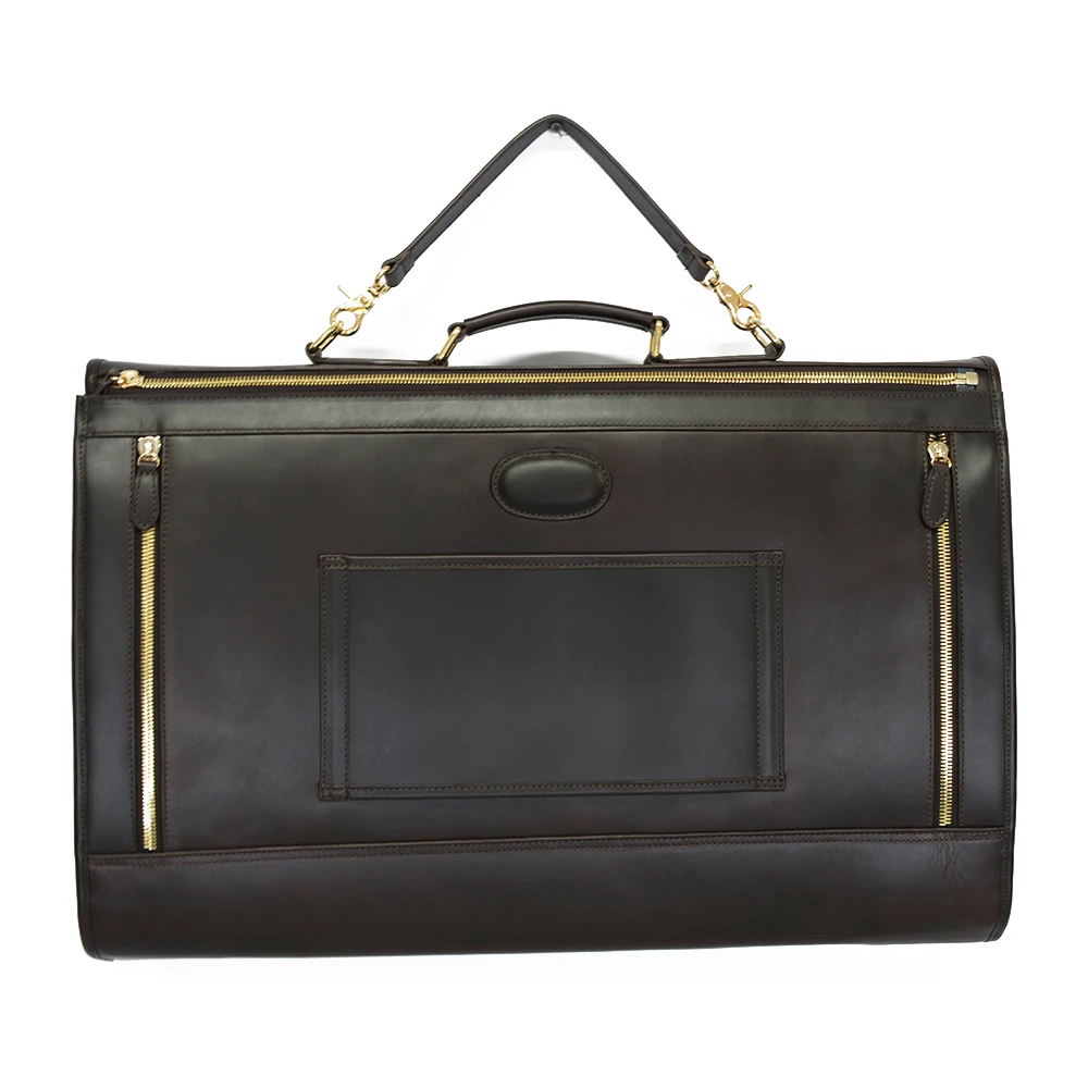 Luxury Leather Suit Carrier Bag Brown Suiter Case Dress Garment Cover Travel Bag