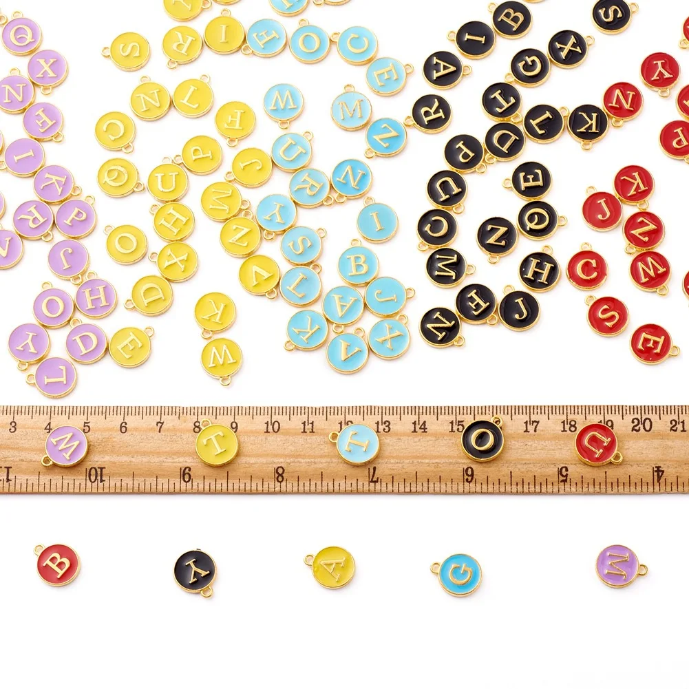 Enamel 26 English Letters Initial Disc DIY Earrings Necklace Bracelets Jewelry Accessories Charm Pendant for Jewelry Making