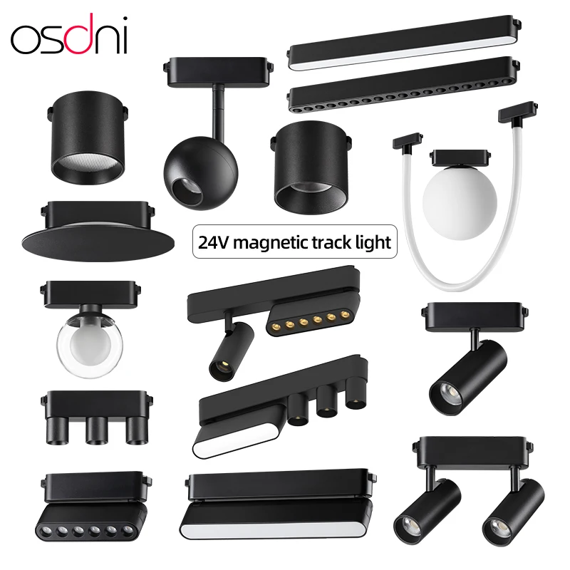 Modern track lights rail lighting system led  DC24V slim  ultra thin dali smart  Magnetic Track Light  for Residential&Shop Use