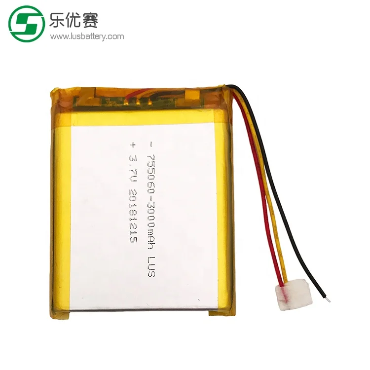 LP755060 Rechargeable polymer Li-ion battery 3.7V 3000mAh LIPOL BATTERY for Medical equipment