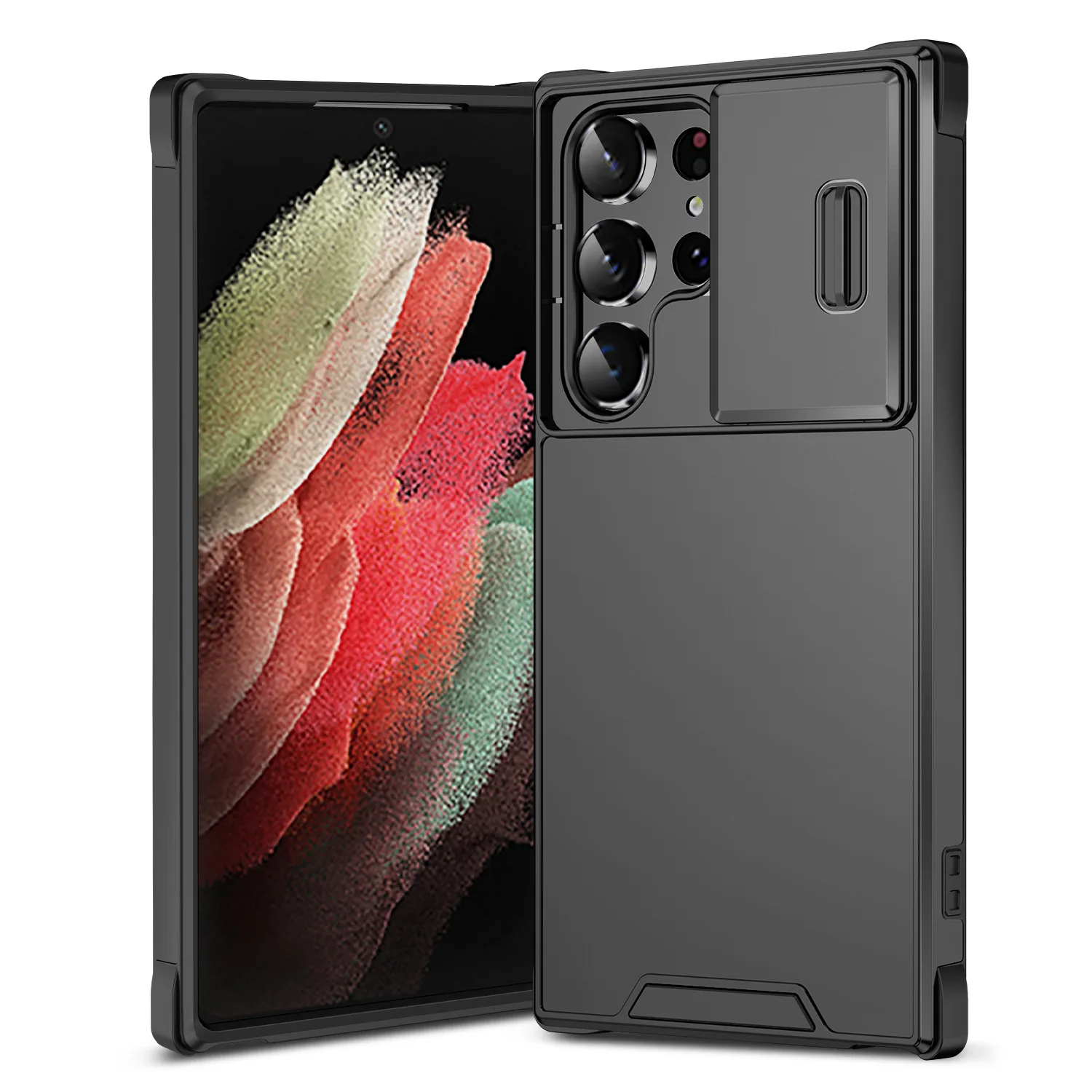 Luxury Window Sliding Camera Protect Cover Design PC + TPU Phone Case For Samsung Galaxy S25 Ultra A16 A06 A35 Mobile Phone Case