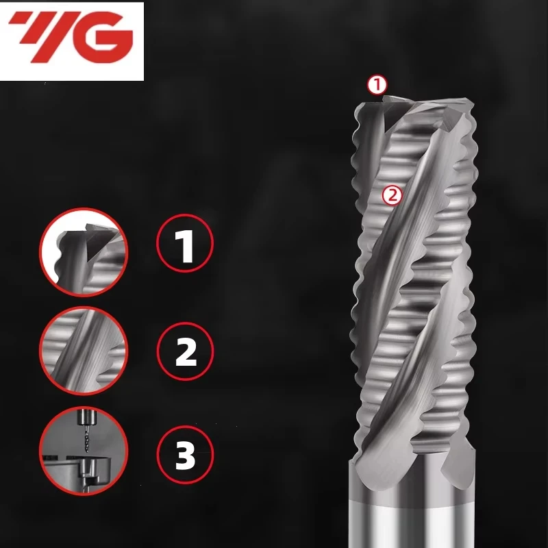 end mill bits YG 1 E7685 HSS CO8 4Flute Roughing Milling Cutter TICN Coating Endmills 6 8 10 12 14 16 18 20 25MM router bits