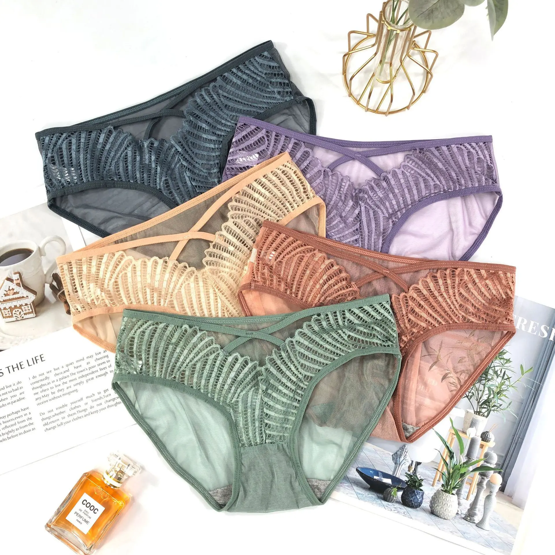 Wholesale breathable hollow out sexy transparent panties cheap price ladies knickers panties ladies underwear panties