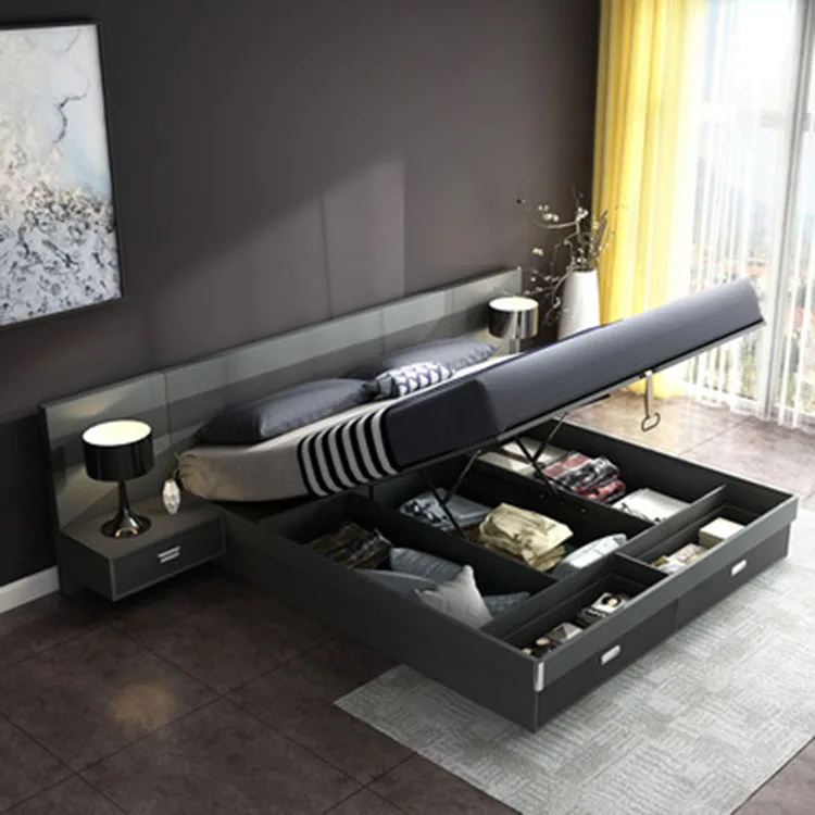 
Nordic Style New Arrival Custom Double Bedroom Furniture Slat Upholstered Tufted Bed 