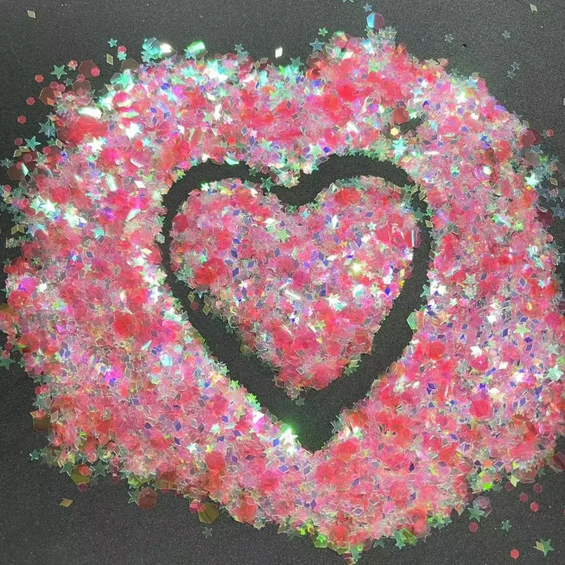 Wholesale bulk  Glitter polyester iridescent pink glitter mix chunky glitter 1 kg for crafts DIY decoration