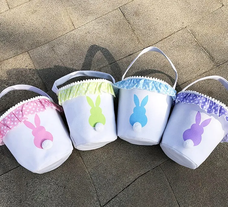 Холщовые пасхальные корзины для детей, Детские мешки с кроликом, пасхальные сумочки, мешок с монограммой, тоут с рисунком кролика на Пасху