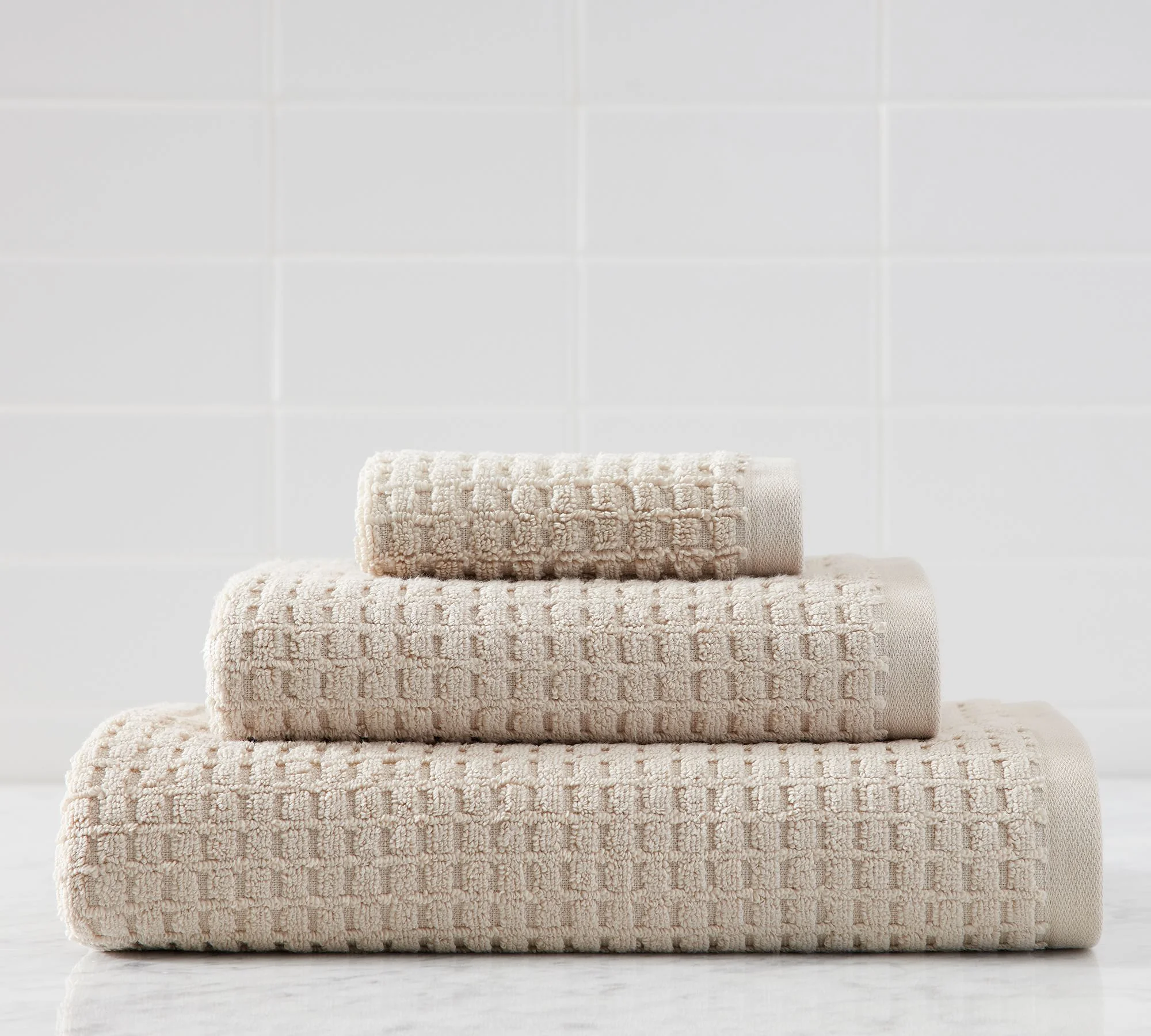 OEM Customization Colors Available 100% Cotton Terry Waffle Bath Hand Towel Wash Cloth 3-pieces Sets 500GSM with Print LOGO