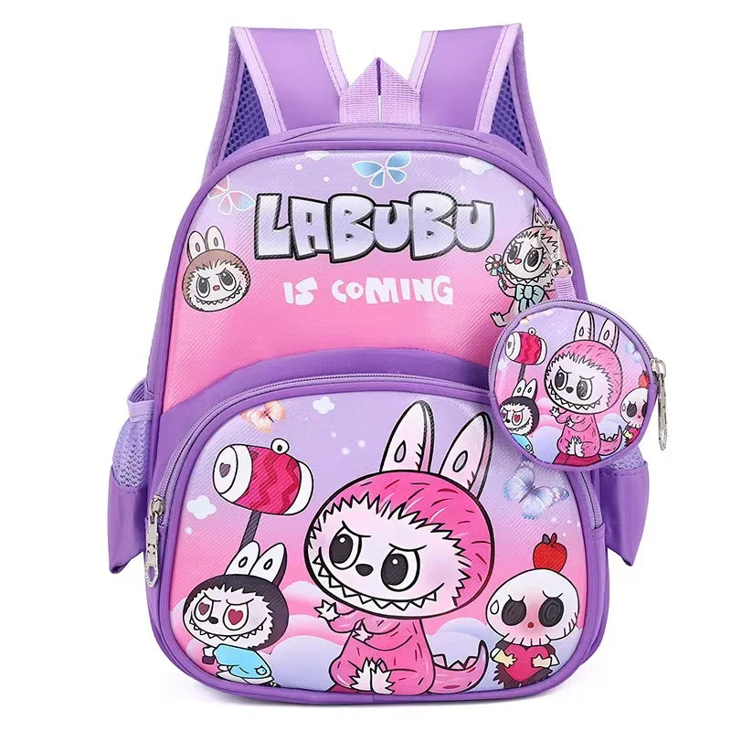 Hot 3D Labubu Cartoon Student Schoolbag With Coin Purse Large Capacity Backpack Kawaii Bag Cute Shoulder Bag Children Stationery