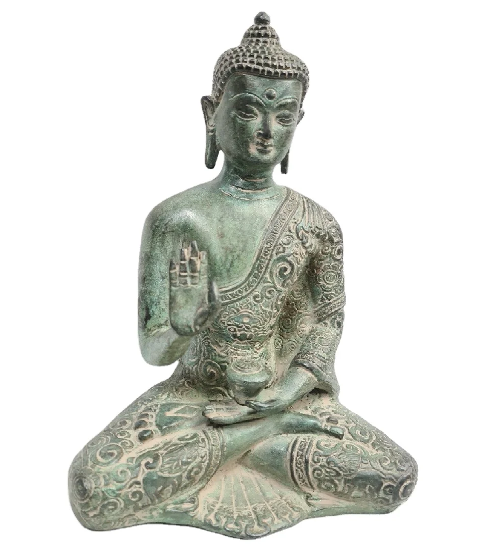 High Quality Antiqued Brass Buddha Idol Custom Printed Indian Metal Sculpture Home Decor Nepal Medicine Statue Buddhism Figurine