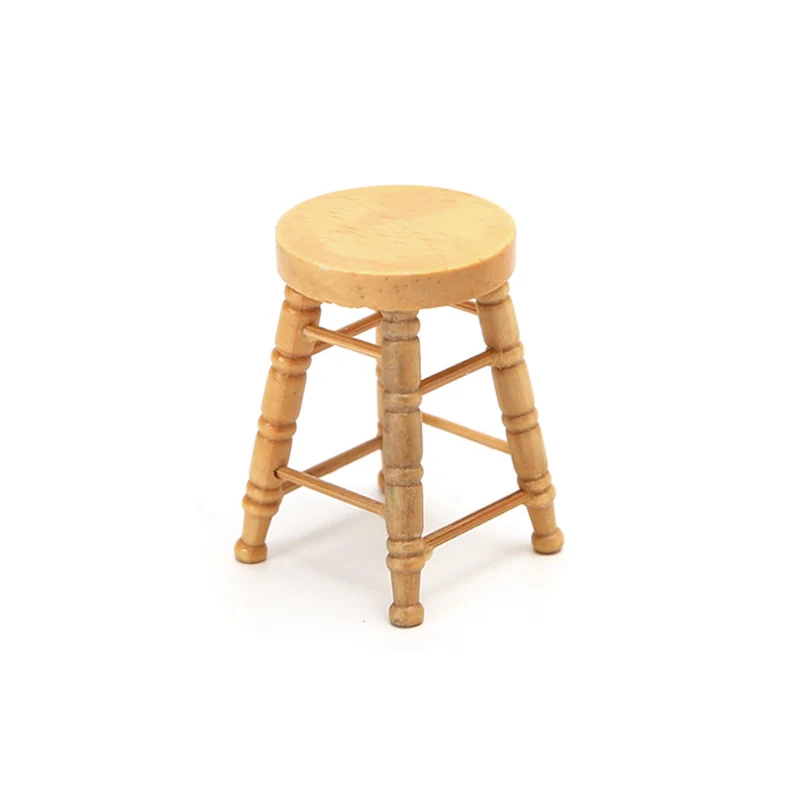 1:12 Scale Wooden Furniture Oak Stool Doll House Miniatures WL043