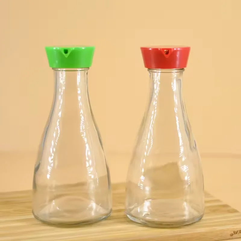 Food Grade Screw Cap PP Unique Soy Sauce glass bottle oil pot Cooking Oil Bottle with Screw Caps