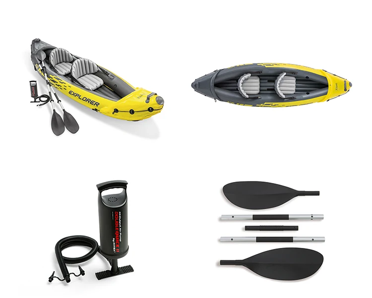 INTEX 68307 Inflatable Double Kayak Raft 3.12m Kayak Inflable Rafting With Patch, Hand Pump Etc Accessories