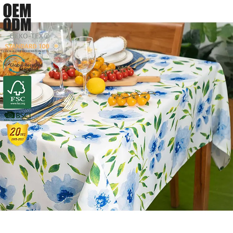 Elegant Rectangle Table Cloth Outdoor Table Cover Waterproof Printed Tablecloth Print Tablecloth Polyester Table Cover