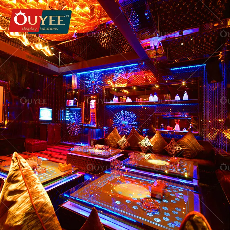 Customized Night Club Interior Design Night Club DJ LED Lights Display Rack And Lounge Table For Night Club