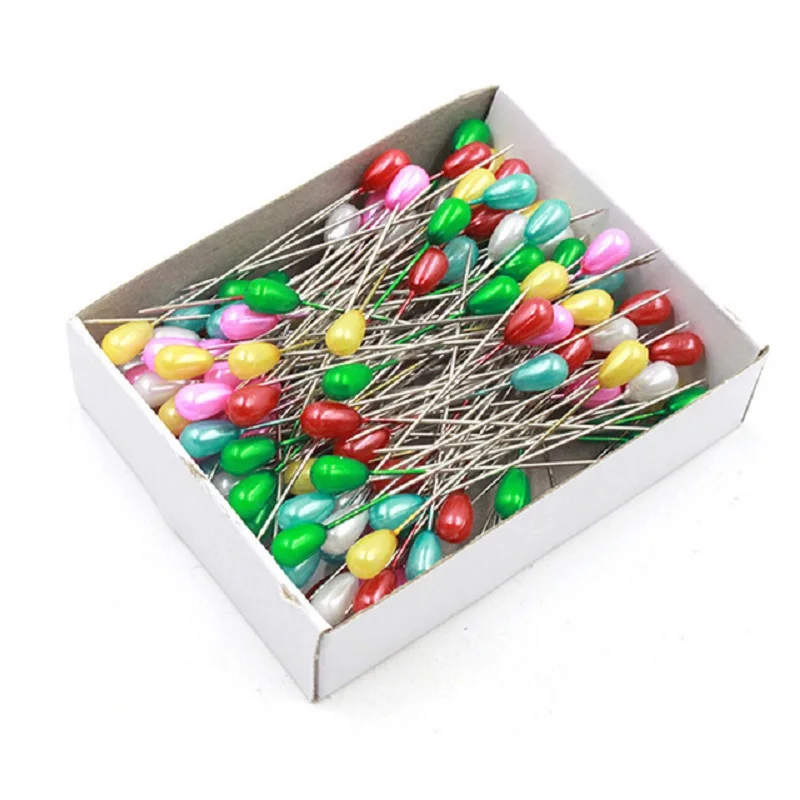 Hot selling OEM color sewing knitting needle pin water drop pearl shaped needle pin