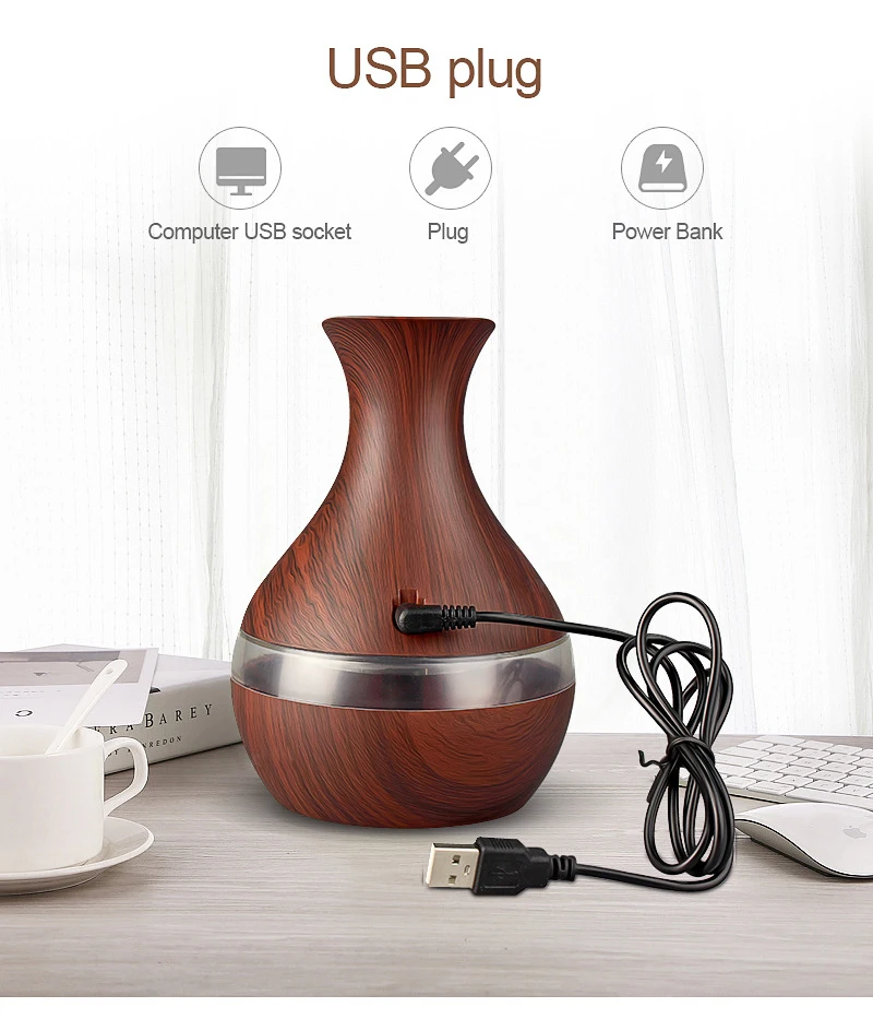 
300ML Mini Touch Switch Humidifier USB Cool Mist Air Essential Oil Diffuser Aroma Ultrasonic Humidifier 