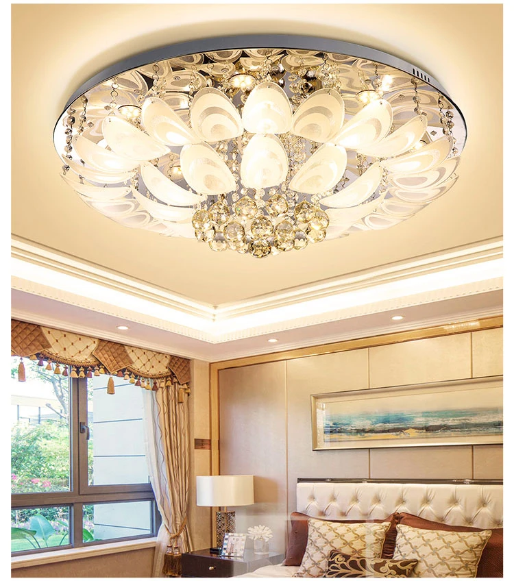 low ceiling flower small red light crystal chandelier