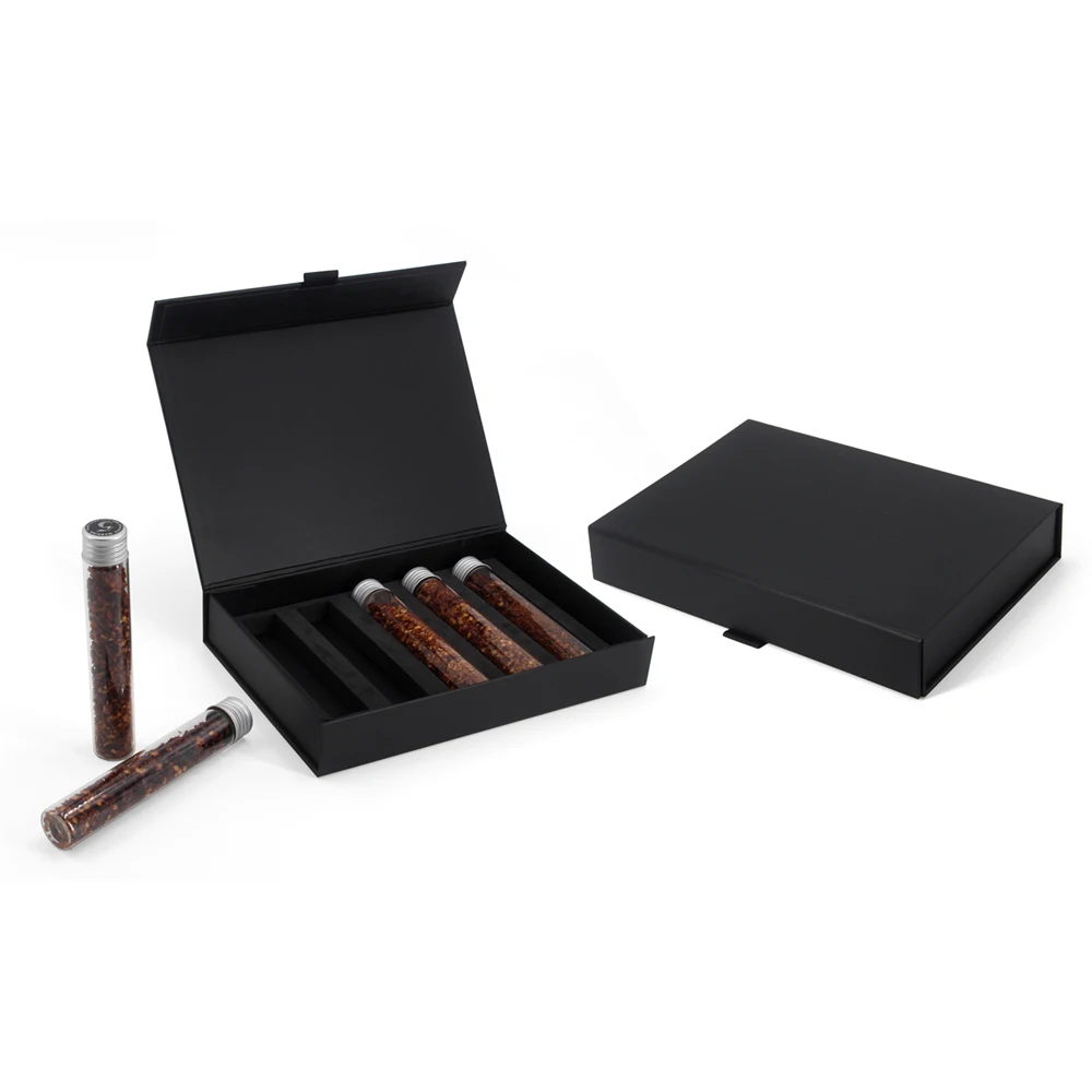 Custom Logo Magnetic Spice Pots Seasoning Pepper Glass Tube Gift Packaging Box  UV Food Crafts Designer Shape Paper Cardboard