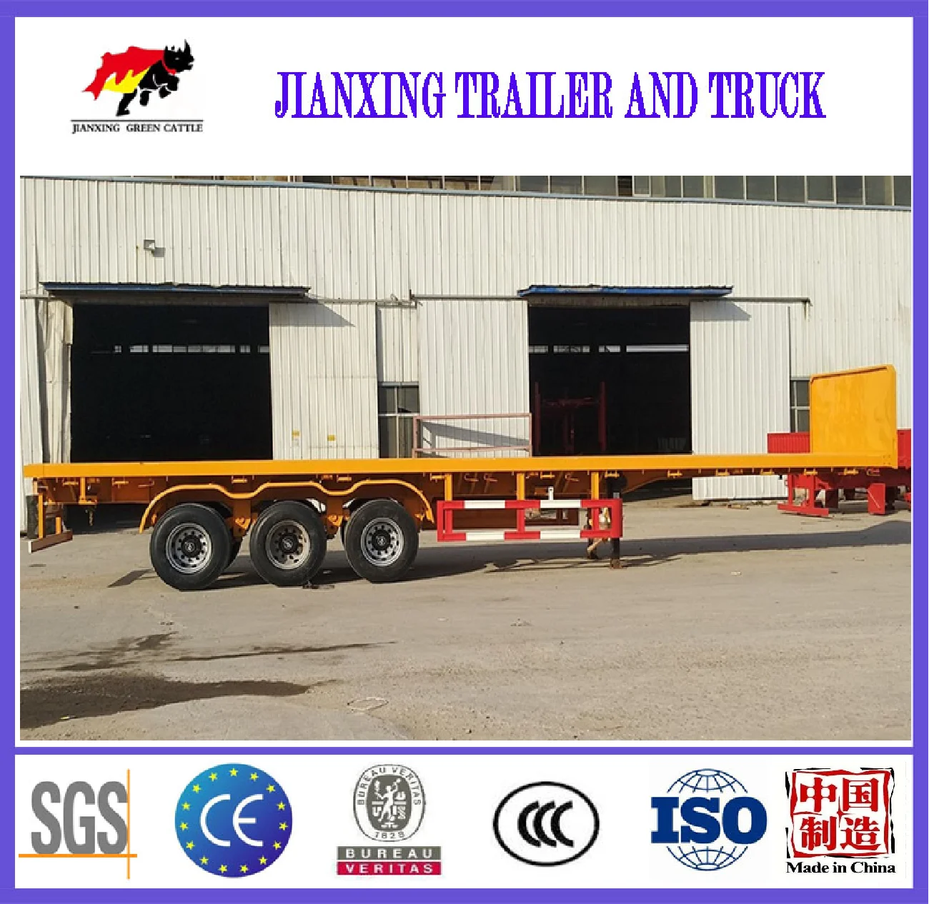Chinese Manufacturer Best Affordable 3 Axle 40ft  Container Flatbed Semi Trailer For Cheap Sale