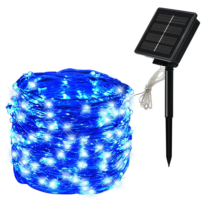 Новогодняя светодиодная уличная лампа на солнечной батарее LED гирлянда для праздника Рождества вечеринки садовая с батареей водонепроницаемое освещение 10 м