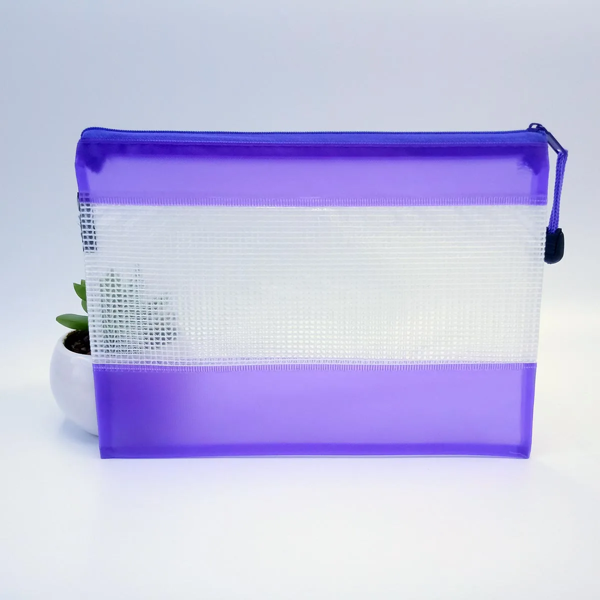 Hot sale document bag school supplies students stationery & office mesh zipper bag high quality PVC mesh zipper pouch